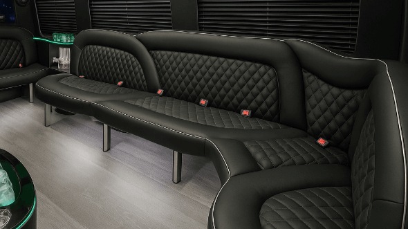 Interior of Camarillo Party Bus Company's 14 Passenger Sprinter Limousine in Camarillo