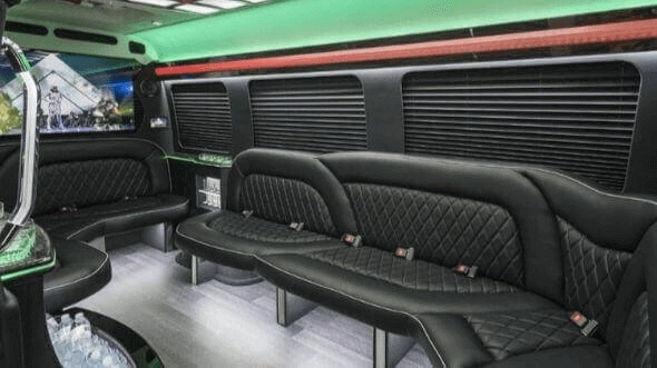 Interior of Santa Monica Party Bus Company's 14 Passenger Sprinter Limousine in Santa Monica