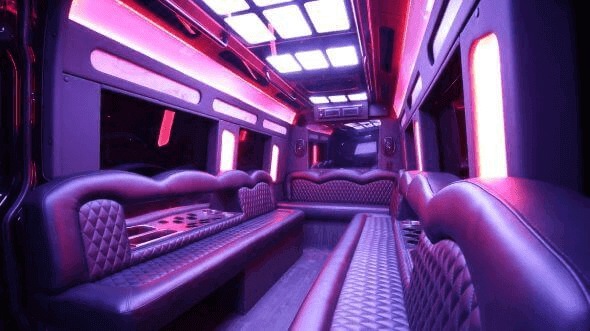 Interior of Burbank Party Bus Company's 15 Passenger Party Bus in Burbank