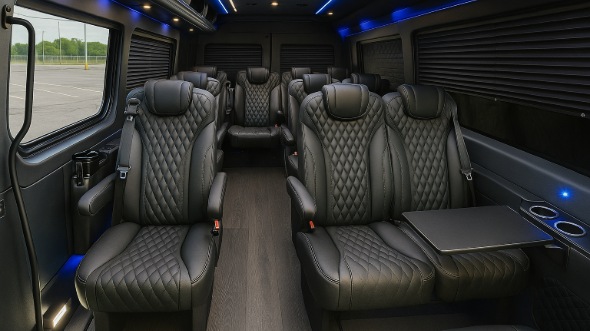 Interior of Thousand Oaks Party Bus Company's 18 Passenger Minibus in Thousand Oaks
