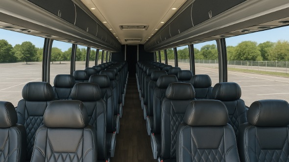 Interior of Thousand Oaks Party Bus Company's 44 Passenger Charter Bus in Thousand Oaks