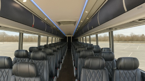 Interior of Thousand Oaks Party Bus Company's 45 Passenger Charter Bus in Thousand Oaks