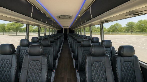 Interior of Thousand Oaks Party Bus Company's 46 Passenger Charter Bus in Thousand Oaks