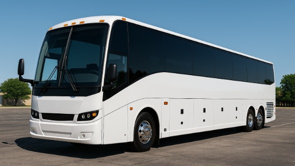 Exterior of Thousand Oaks Party Bus Company's 46 Passenger Charter Bus in Thousand Oaks