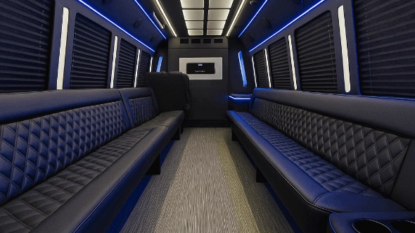 Interior of Glendale Party Bus Company's 50 Passenger Party Bus in Glendale