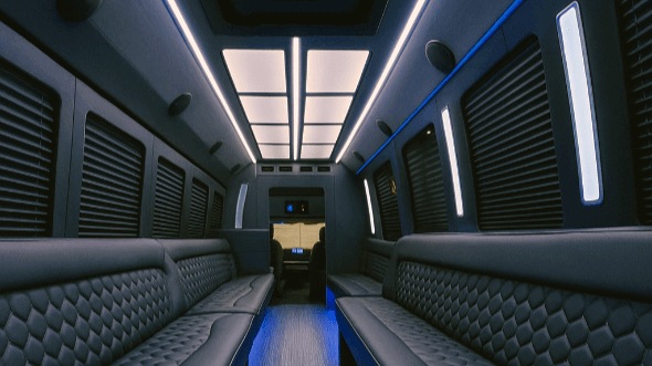 Interior of Inglewood Party Bus Company's 50 Passenger Party Bus in Inglewood