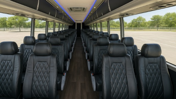 Interior of Thousand Oaks Party Bus Company's 51 Passenger Charter Bus in Thousand Oaks