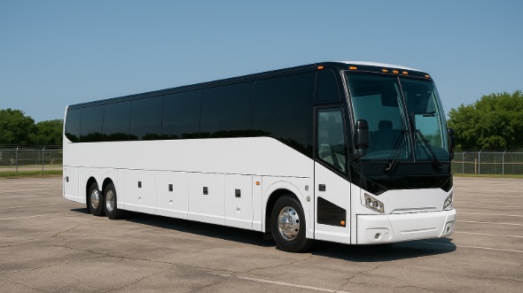 Exterior of Thousand Oaks Party Bus Company's 51 Passenger Charter Bus in Thousand Oaks