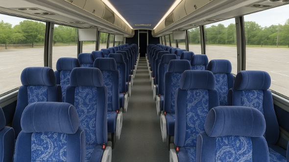 Interior of Thousand Oaks Party Bus Company's 54 Passenger Charter Bus in Thousand Oaks