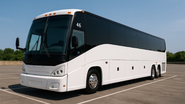Exterior of Thousand Oaks Party Bus Company's 54 Passenger Charter Bus in Thousand Oaks