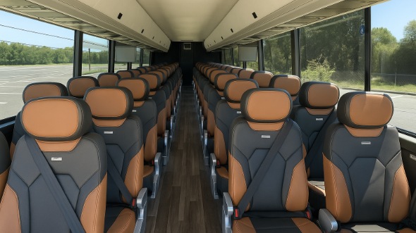 Interior of Thousand Oaks Party Bus Company's 55 Passenger Charter Bus in Thousand Oaks