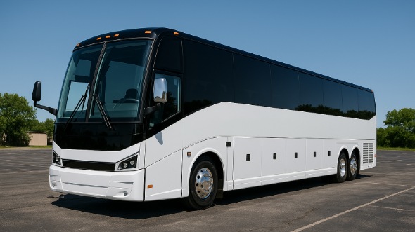 Exterior of Thousand Oaks Party Bus Company's 55 Passenger Charter Bus in Thousand Oaks
