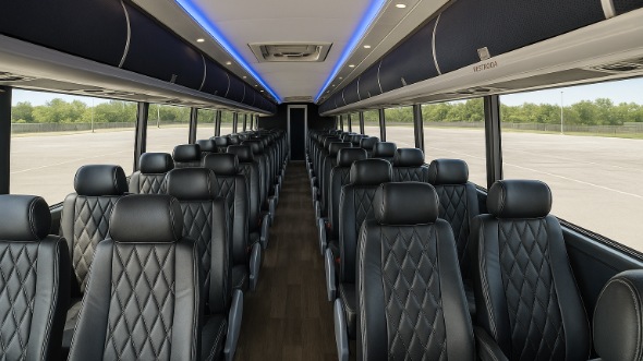 Interior of Thousand Oaks Party Bus Company's ADA Charter Bus in Thousand Oaks