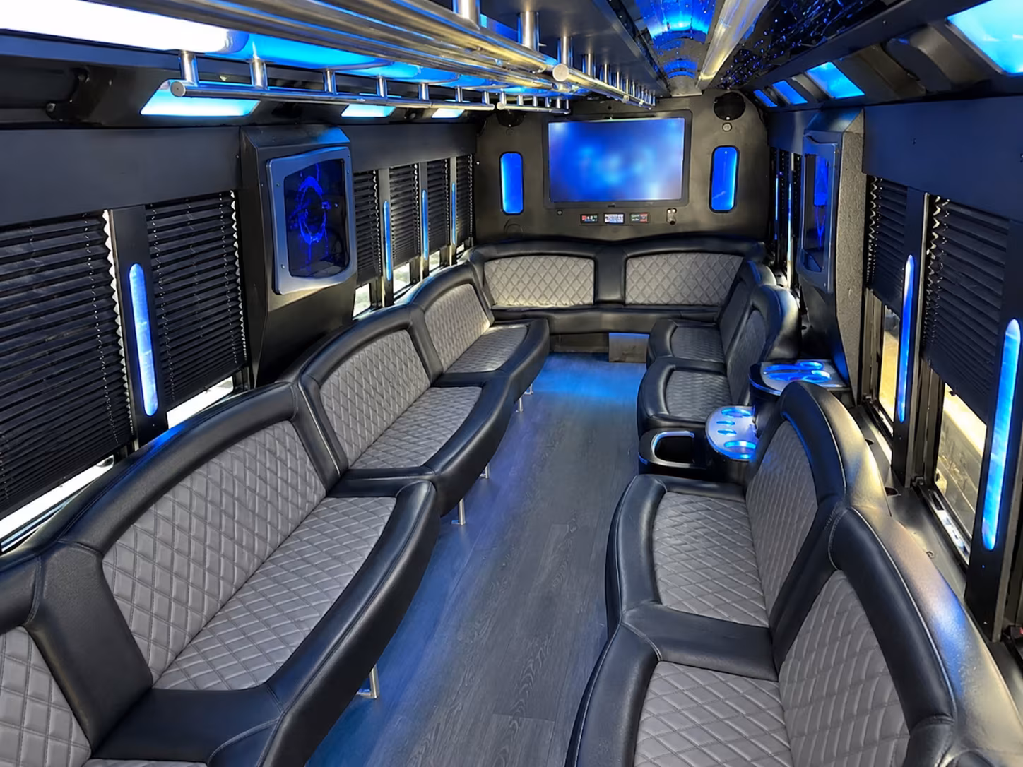 Interior of a party bus rental serving Thousand Oaks